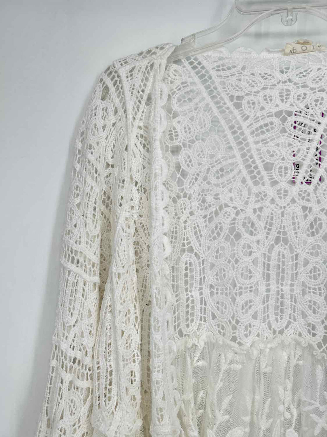 POL Size One Size White Crochet & Lace Cardigan