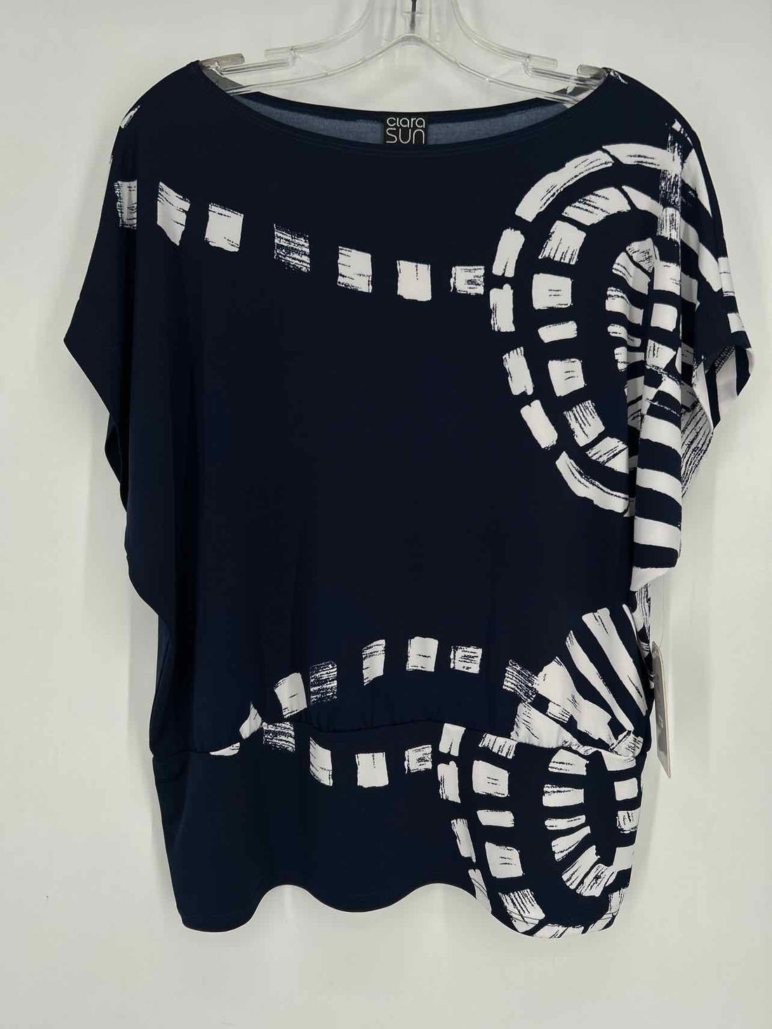 clara sun woo Size XL Navy & White NWT Short Sleeve