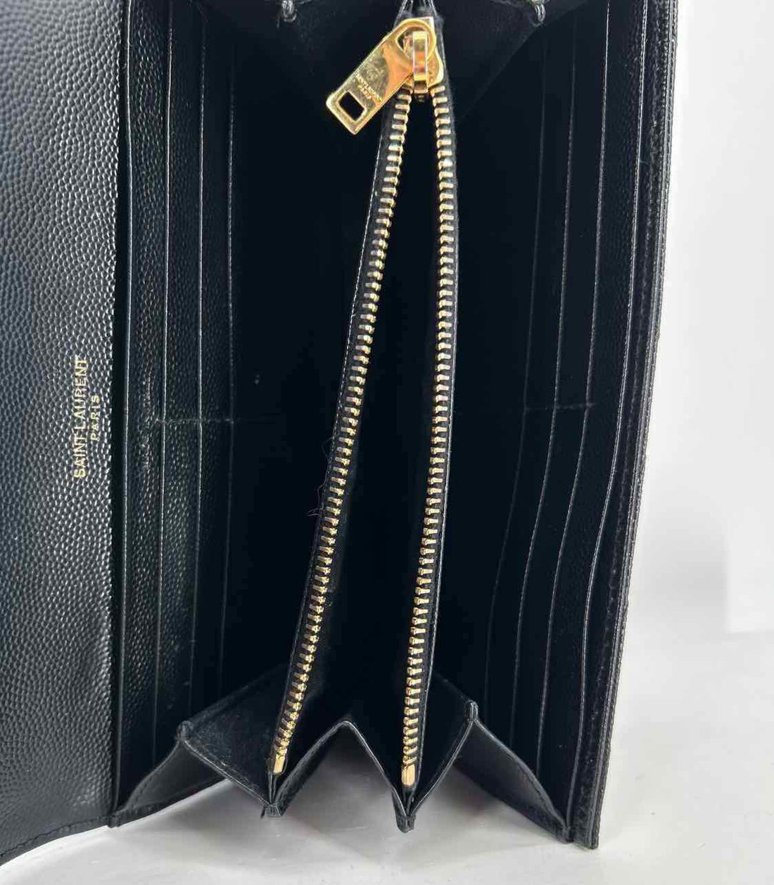 YSL Cassandre Large Flap Black Grained Leather Pre Owned LUXURY