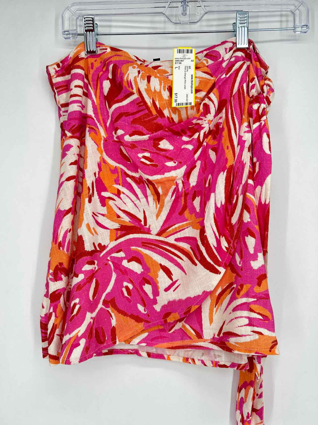 Vici Size L Pink & Orange Print Linen Skirts