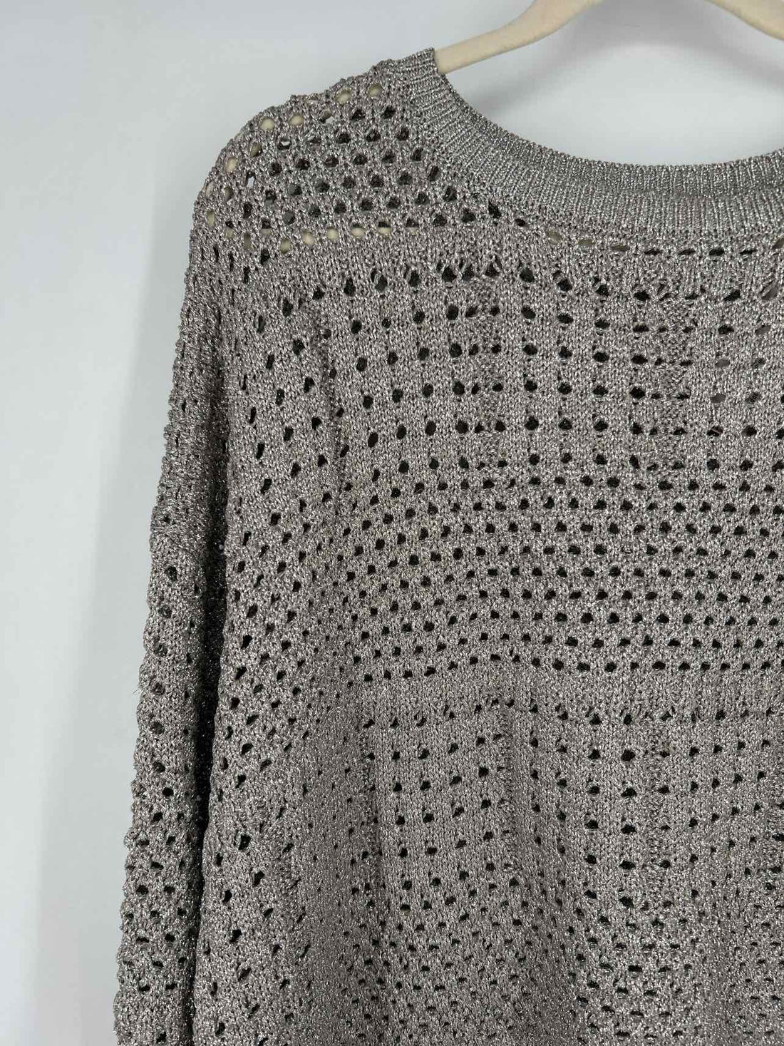By Together L Silver Open Knit New Boutique Sweater