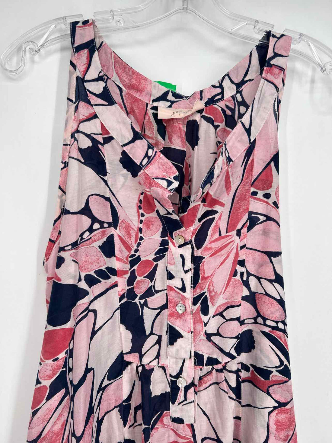 Papinelle Size M Pink & Navy Cotton/Silk Dress