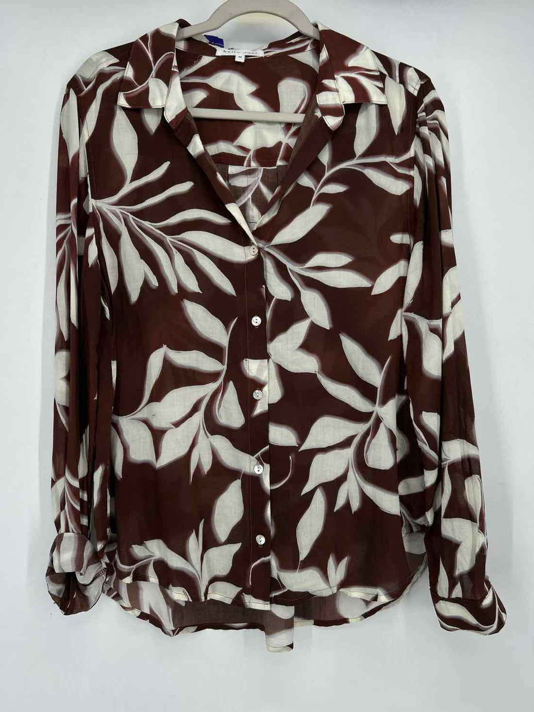 Bella Dahl Size M Brown & White Print Long Sleeve