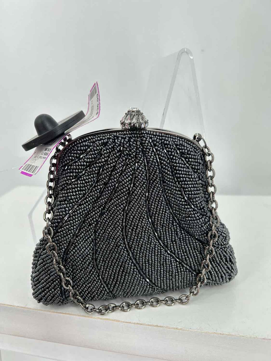 Inge Christopher Gunmetal Beaded Pre Owned Purse