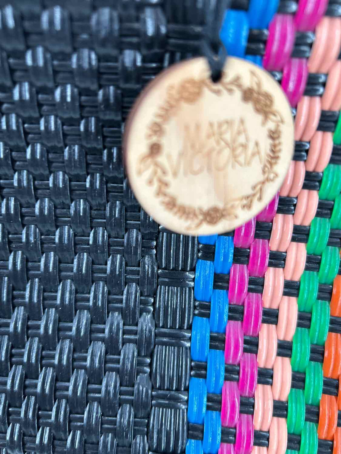 Maria Victoria Black & Rainbow Woven Tote