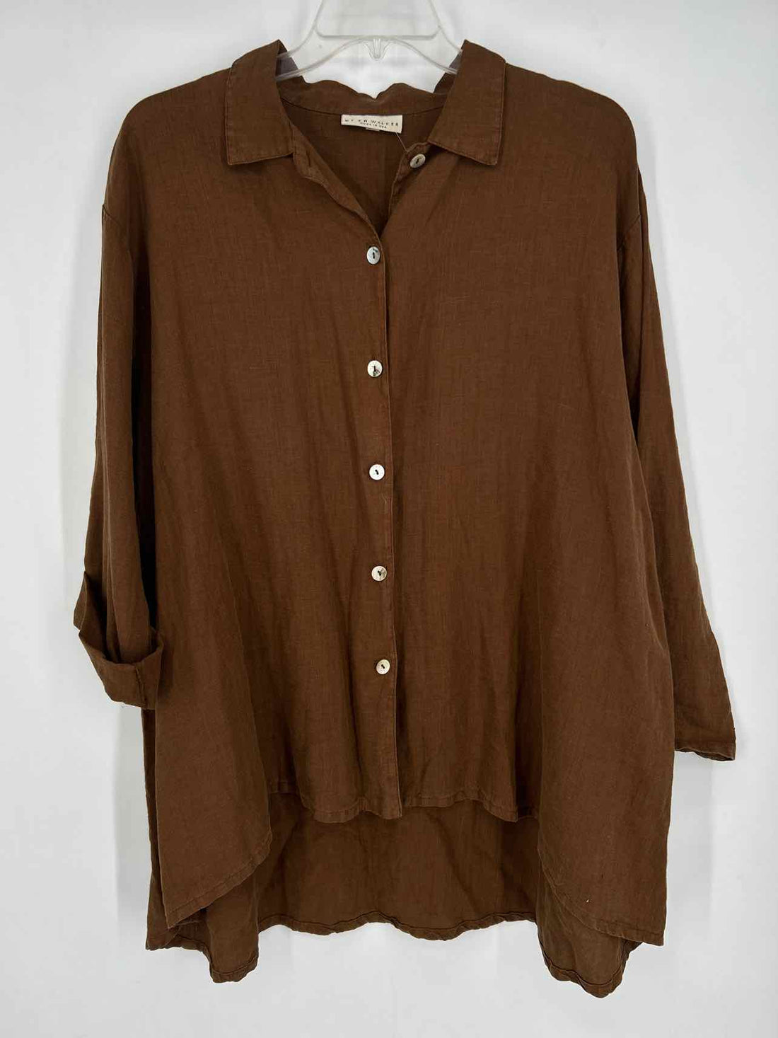 Bryn Walker Size M Brown Linen Long Sleeve