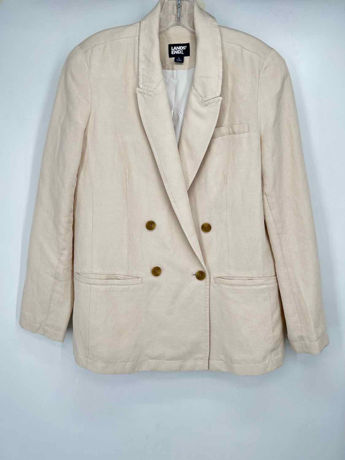 Land's End Size 8 Cream Linen/Rayon Blazer