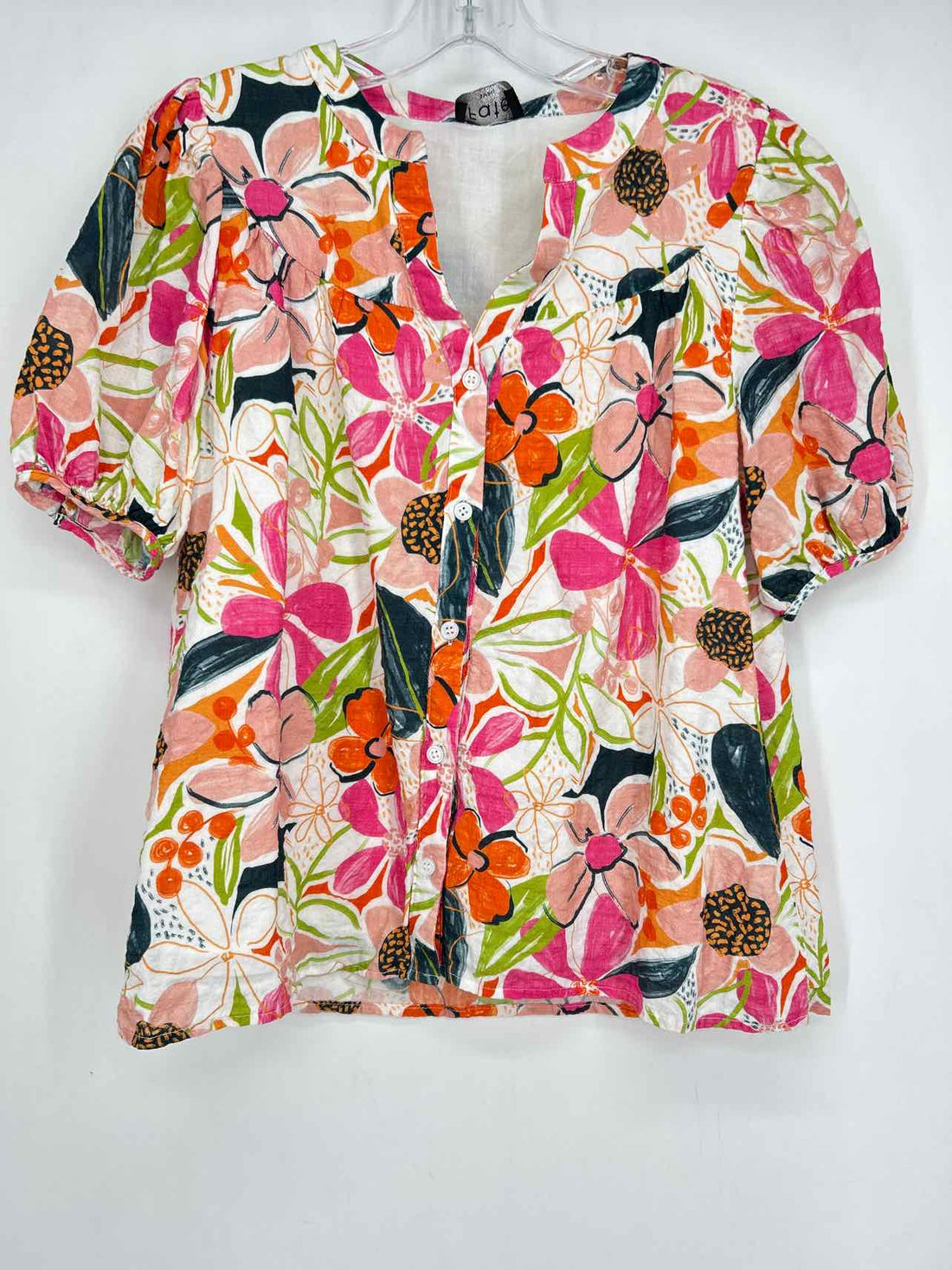 Fate Size S White & Pink Floral Short Sleeve