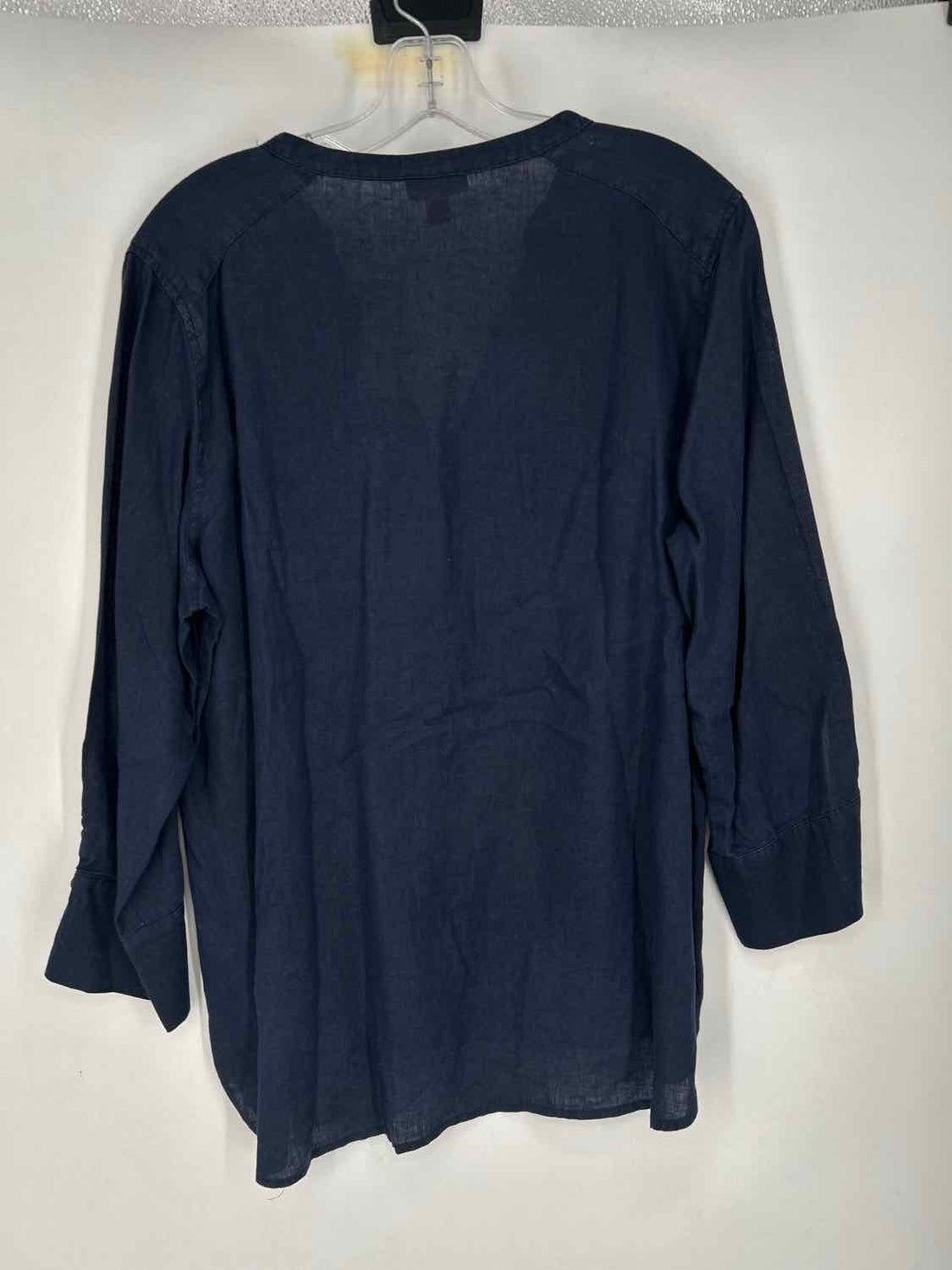 Vince Camuto Size L Navy Linen 100% Long Sleeve