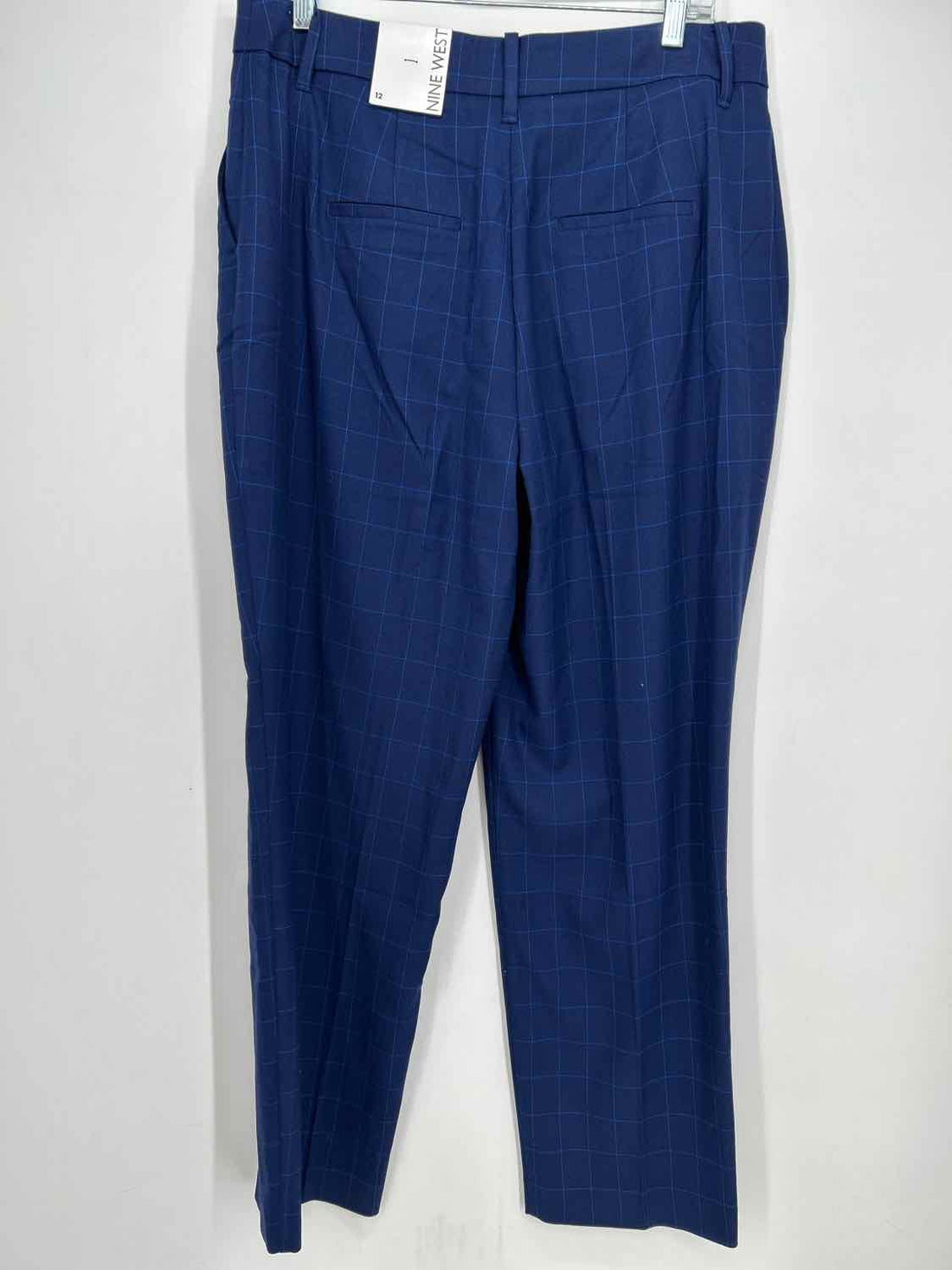 Nine West Size 12 Navy Print NWT High Rise Straight Leg Trouser Pants