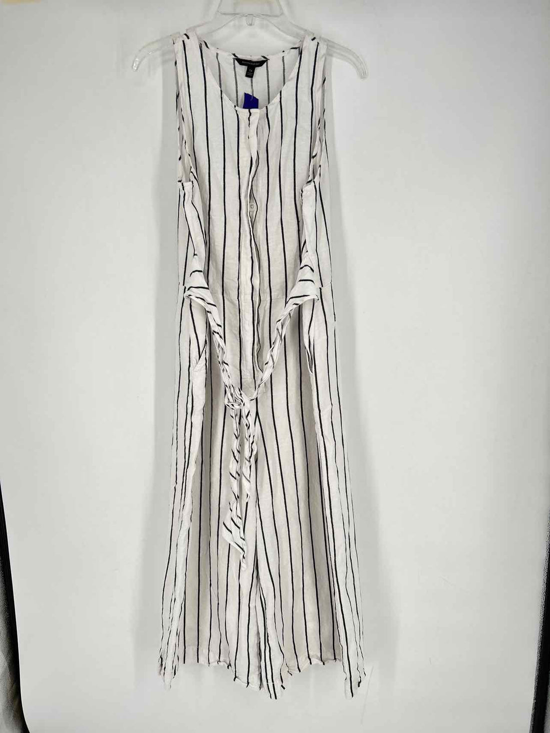 Banana Republic Size 14 White Striped Jumpsuit