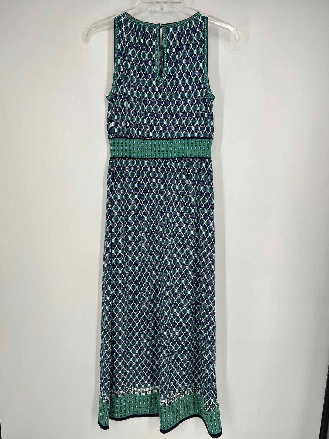 Max Studio Size XS Navy & Green Print Sleeveless Dress
