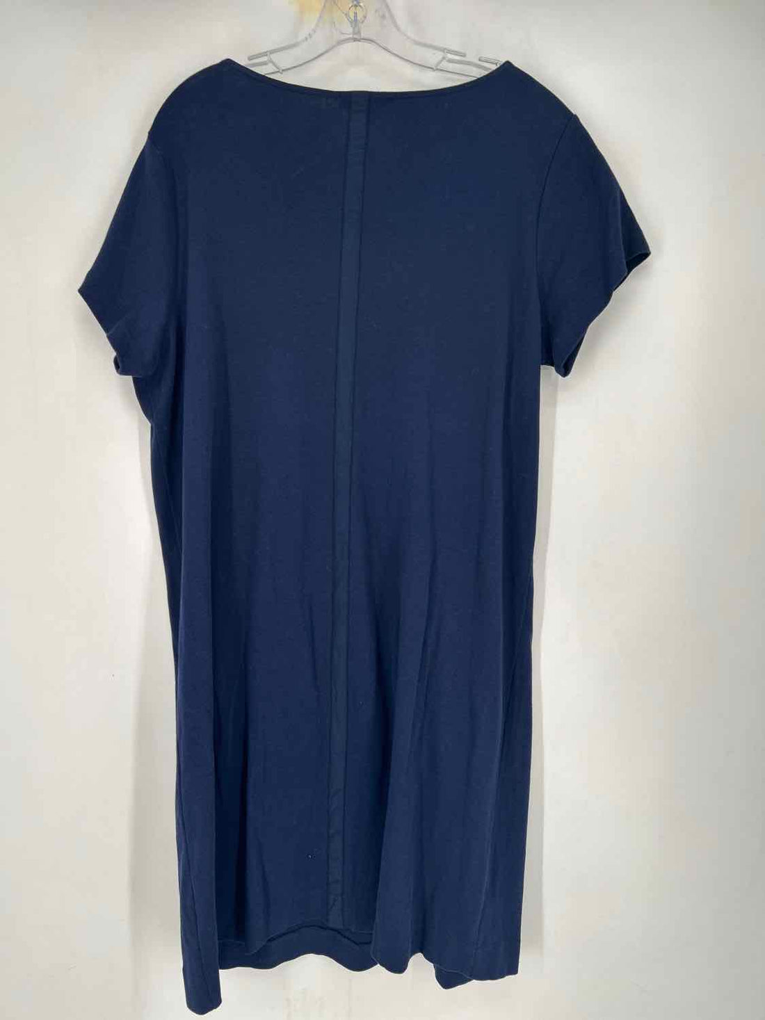 Joan Vass Size 1X Navy Sequined Short Sleeve Dress