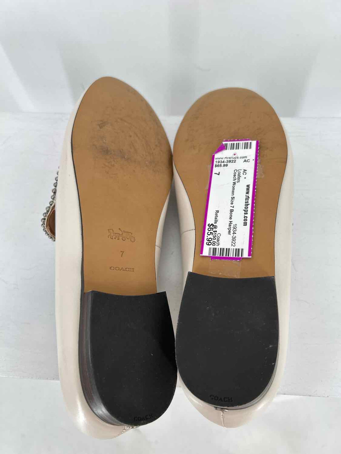 Coach Women Size 7 Bone Harper Bead Loafers