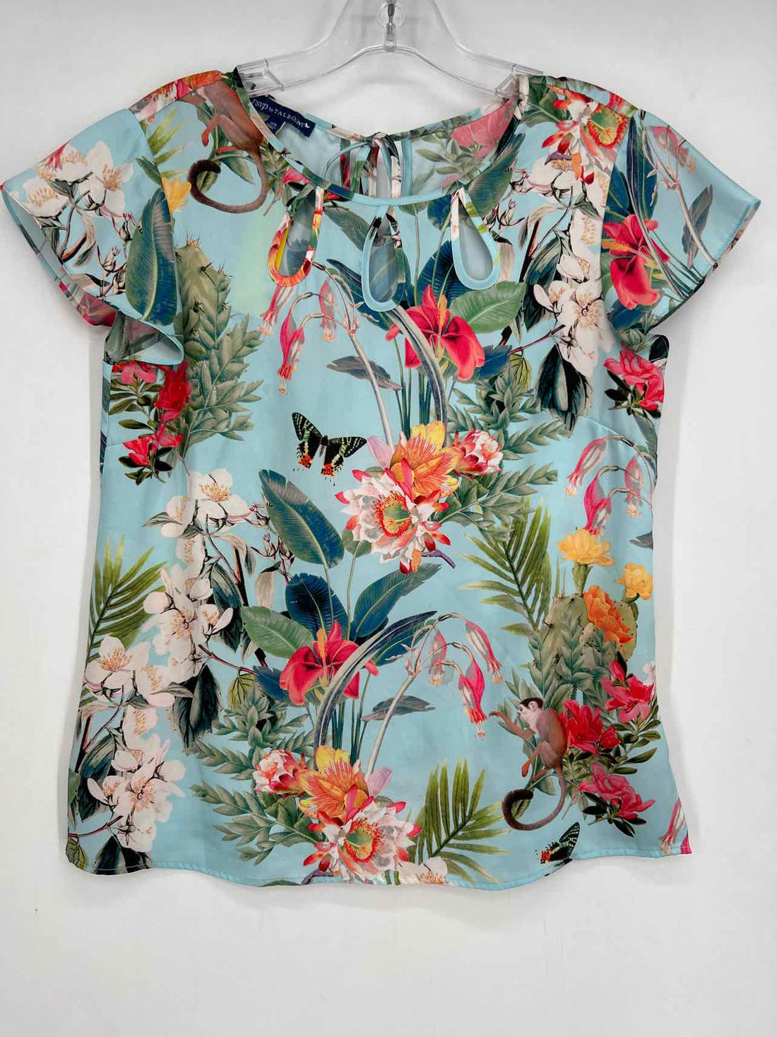 RSVP By Talbots Size XS Light Blue Floral Short Sleeve