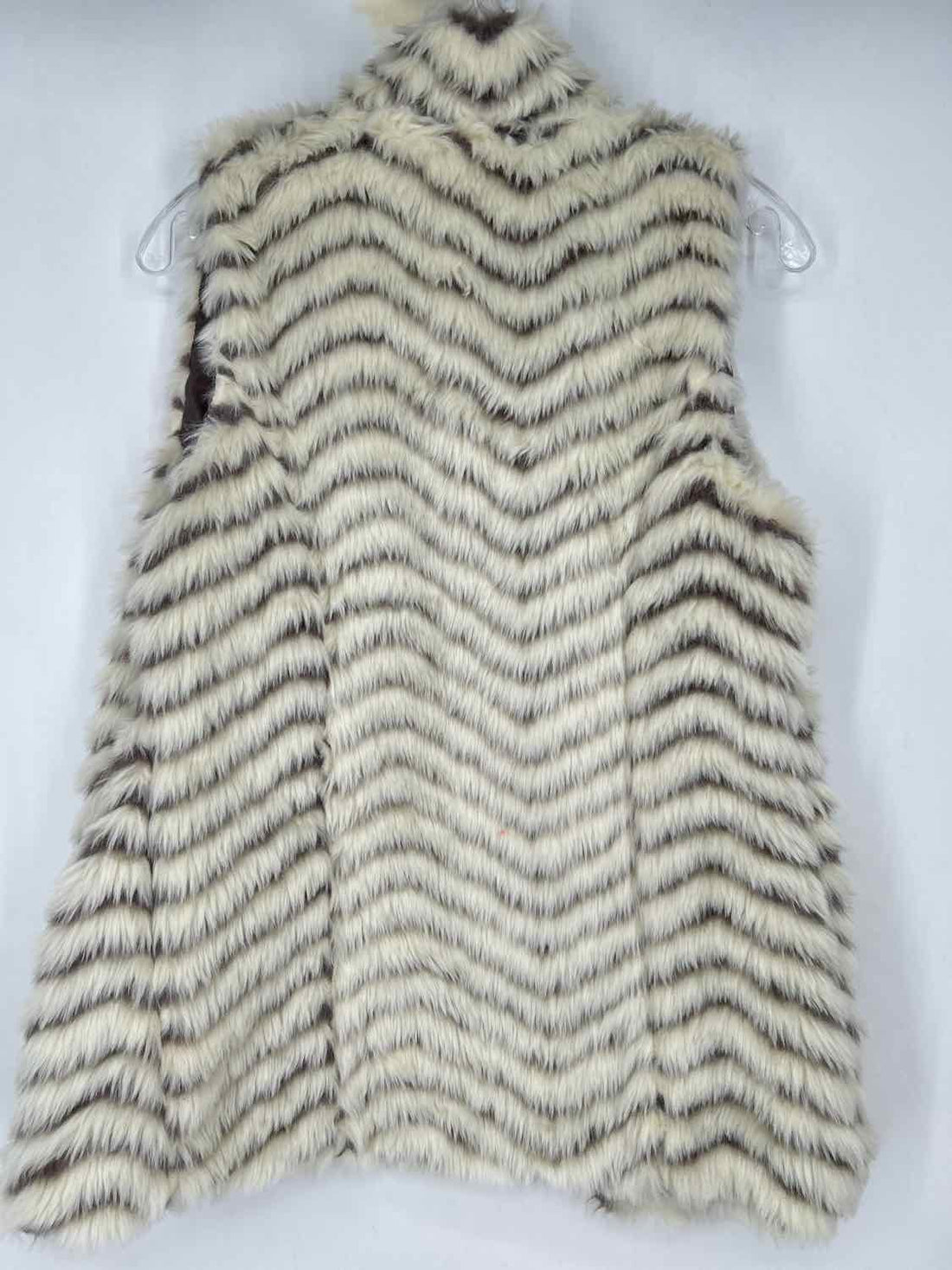 Me Jane Size M White Striped Faux Fur Vest