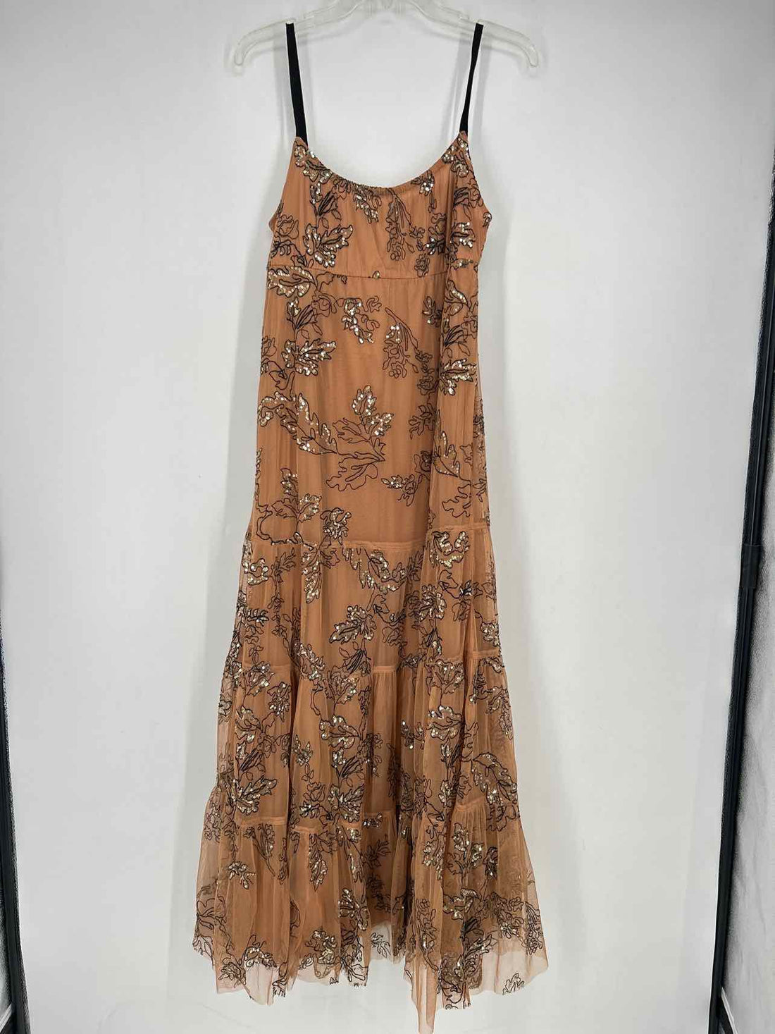 By Anthropologie Size S Tan & Black Sequins & Mesh NWT Maxi