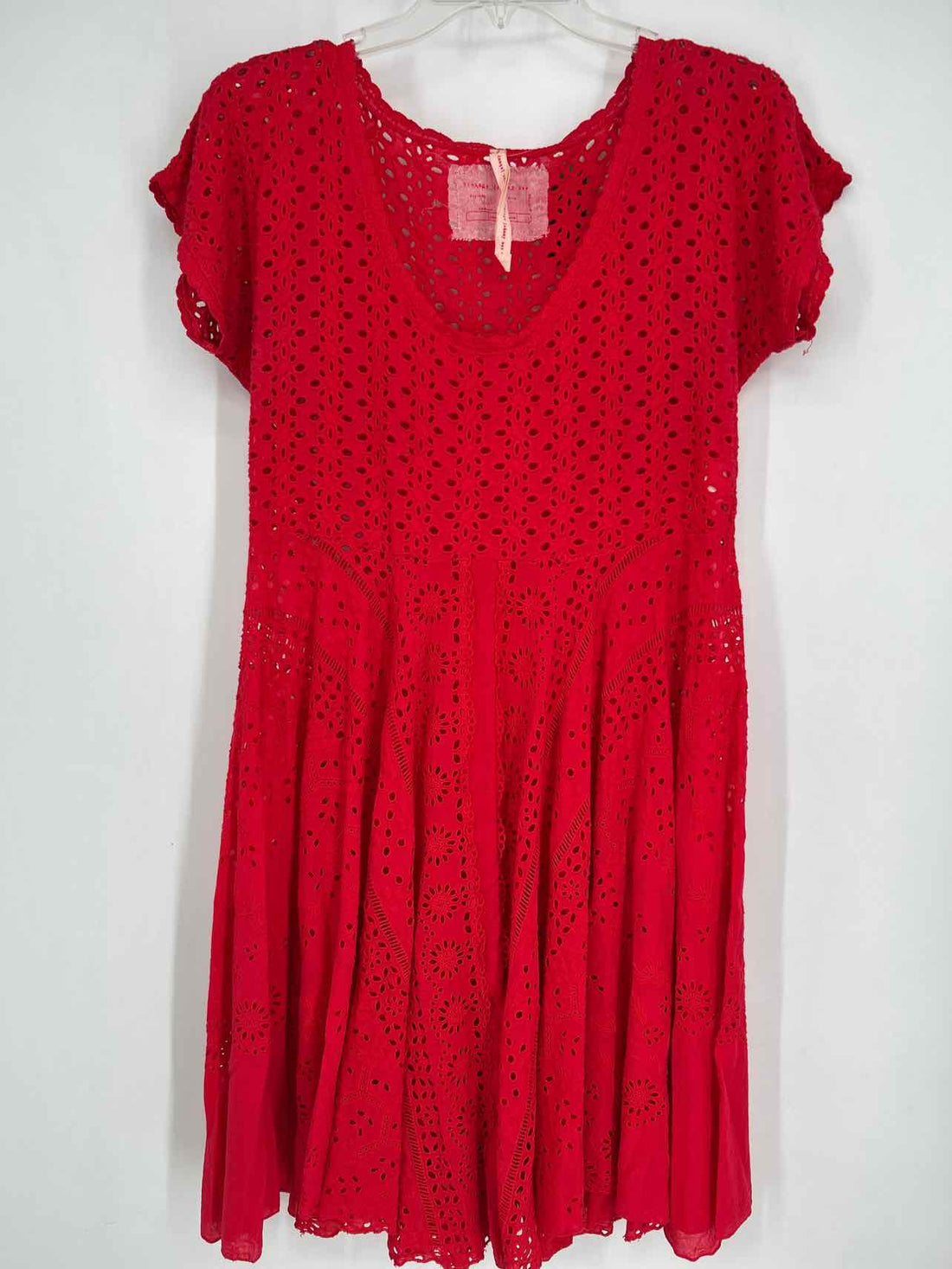Johnny Was Vintage Size S Red Eyelet As Is Dress
