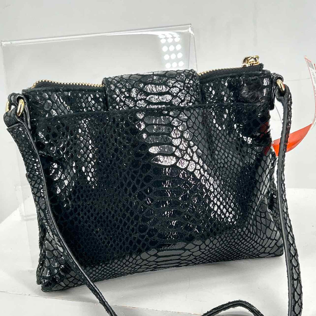 Michael Kors Black Reptile Suede Pre Owned Crossbody