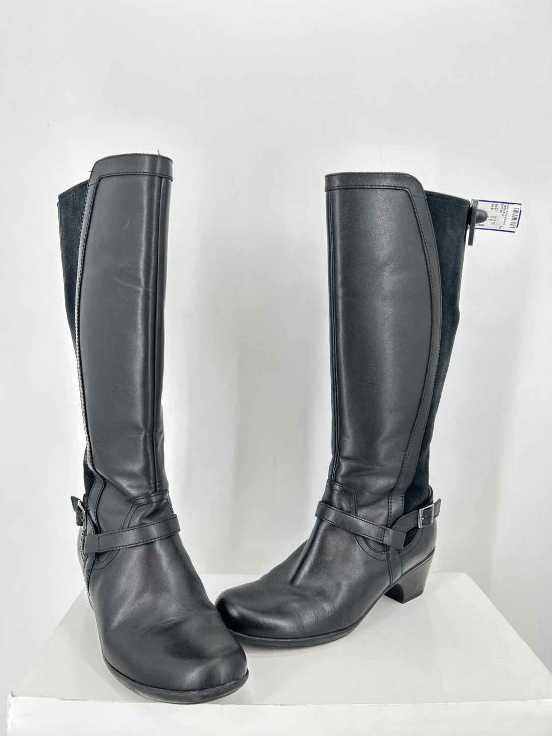 Clarks Women Size 8.5 Black Genuine Leather Knee-High Boot