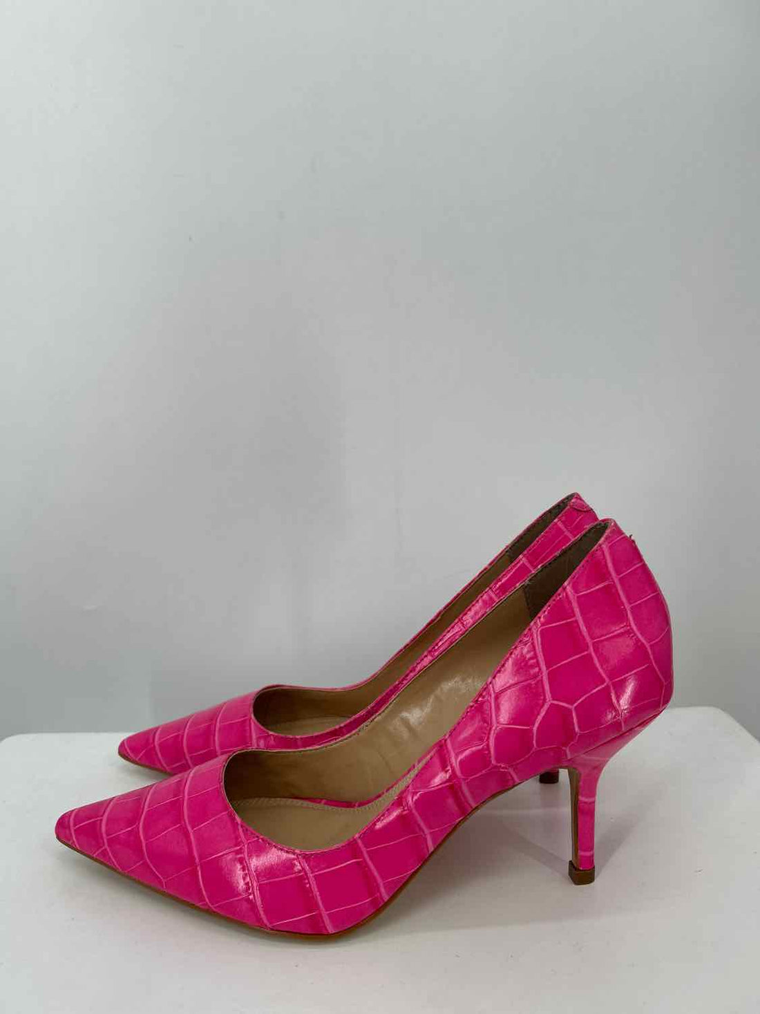 Dune Women Size 39 Pink Croc Embossed Leather Heels