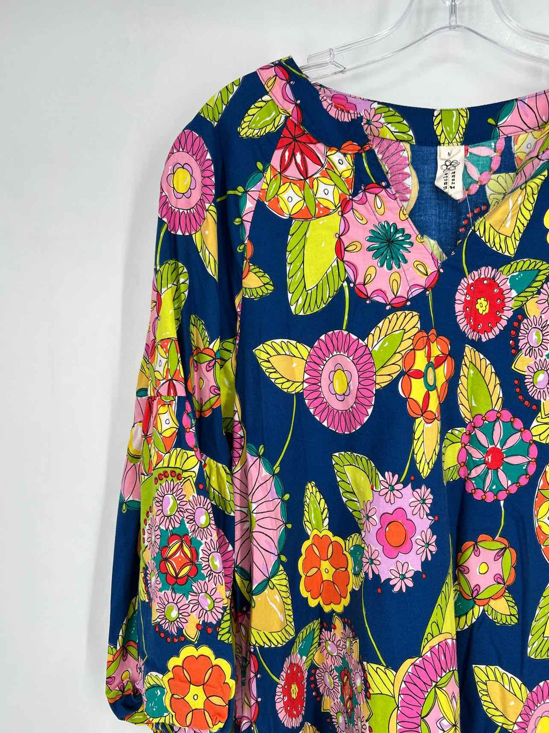 Uncle Frank Size M Dark Blue Floral Long Sleeve Dress