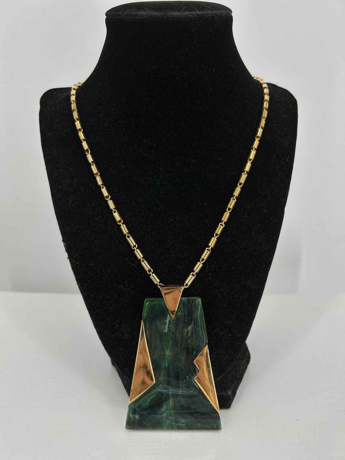 MDVII Gold Tone Green Necklace