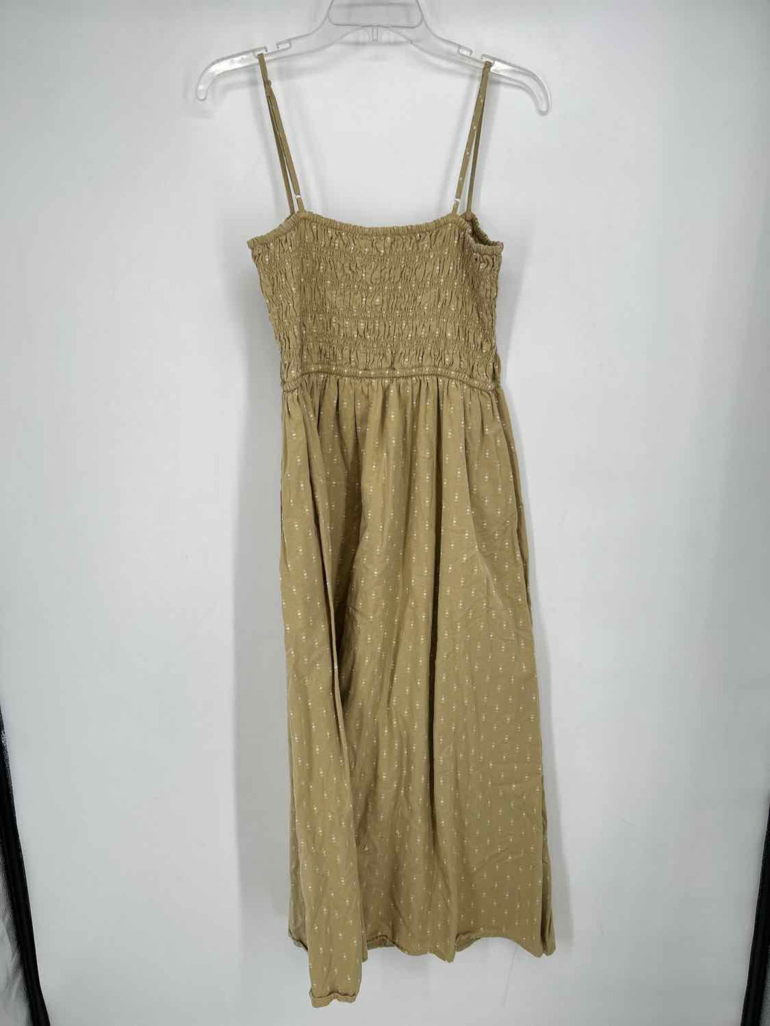 Madewell Size L Camel & White Sleeveless Dress