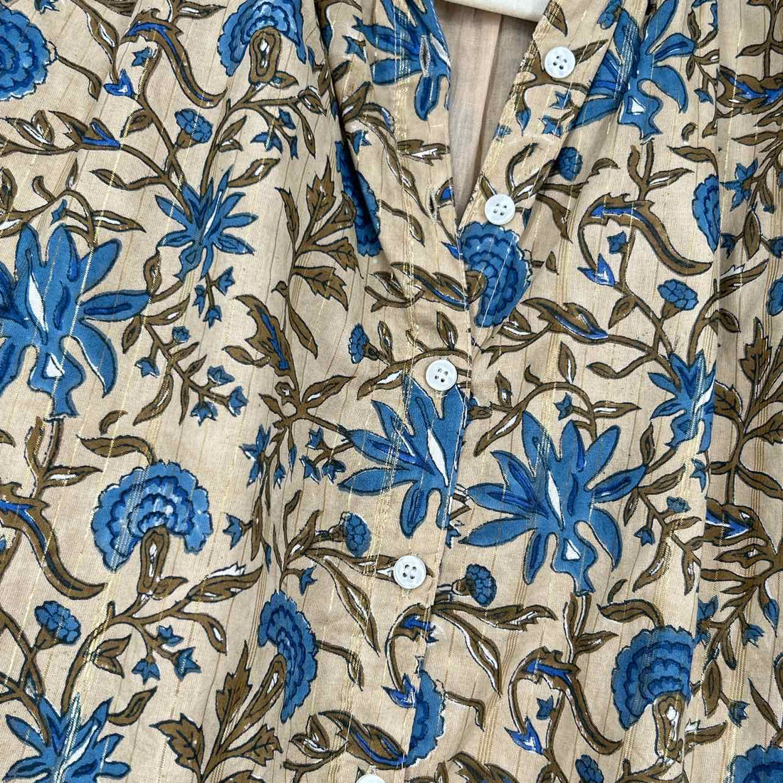 Clara The Label L Tan & Blue Floral New Boutique Top a