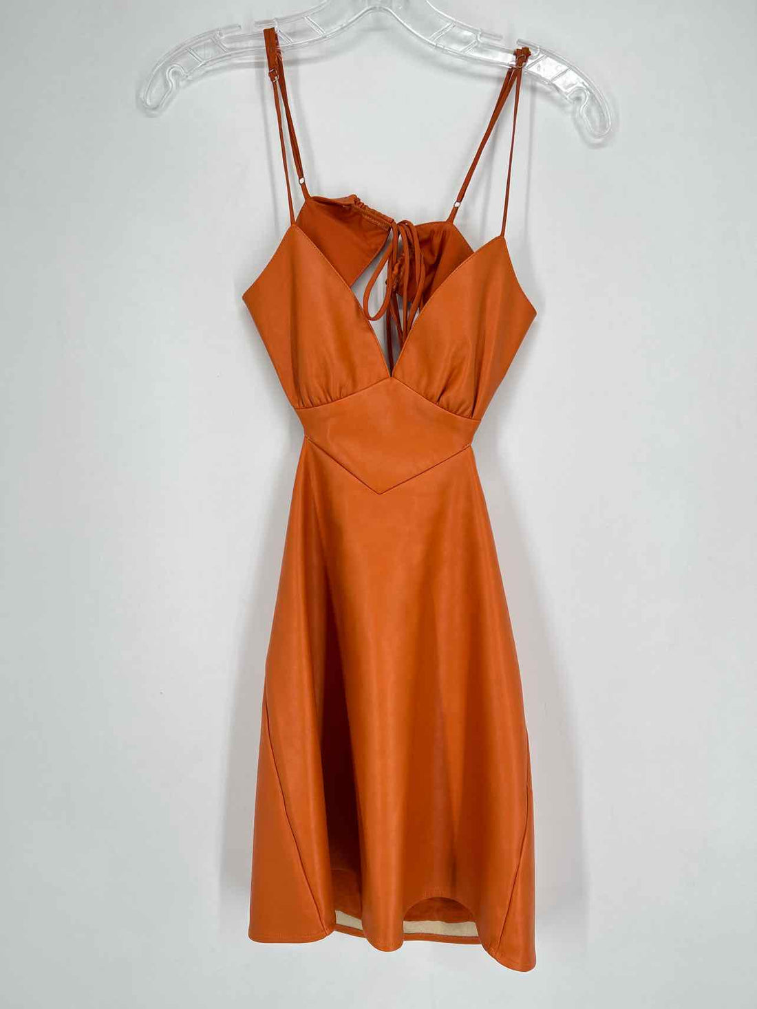 Brooklyn Karma Size S Orange Faux Leather Dress
