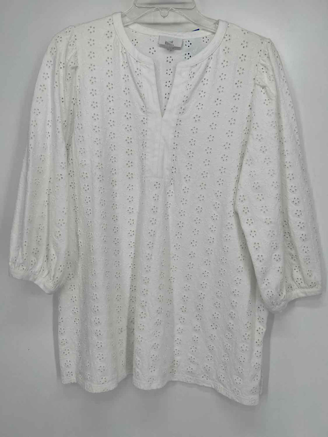J Jill Size S White Eyelet Long Sleeve