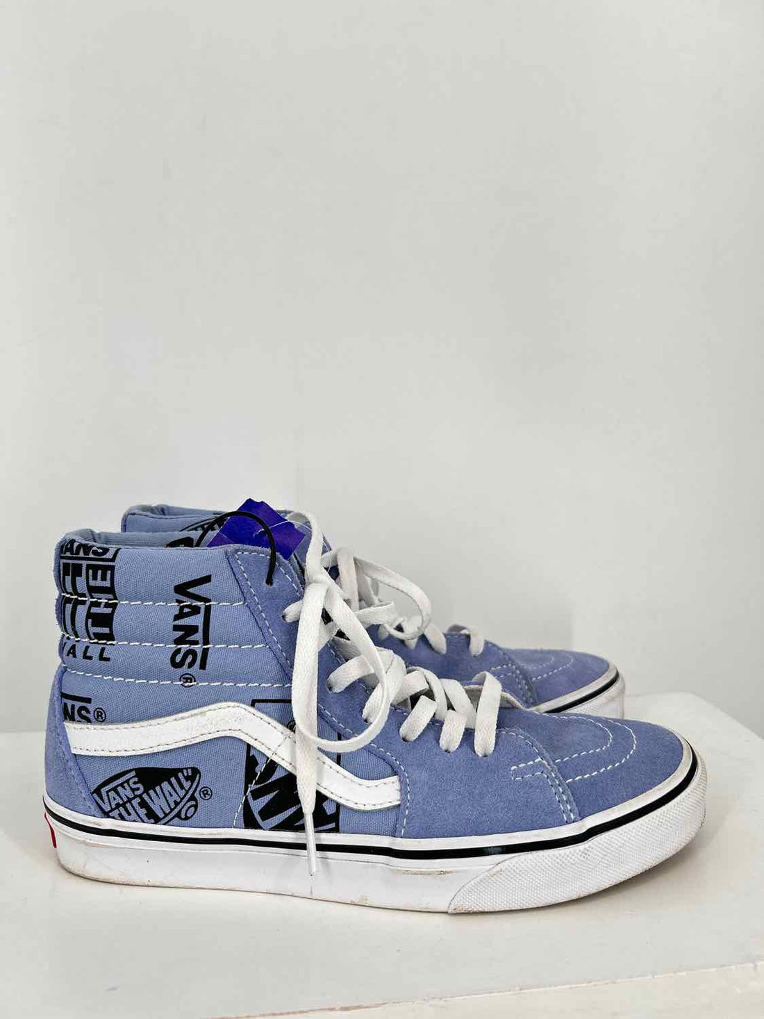 Vans Women Size 8 Blue Print Canvas & Leather Sneakers