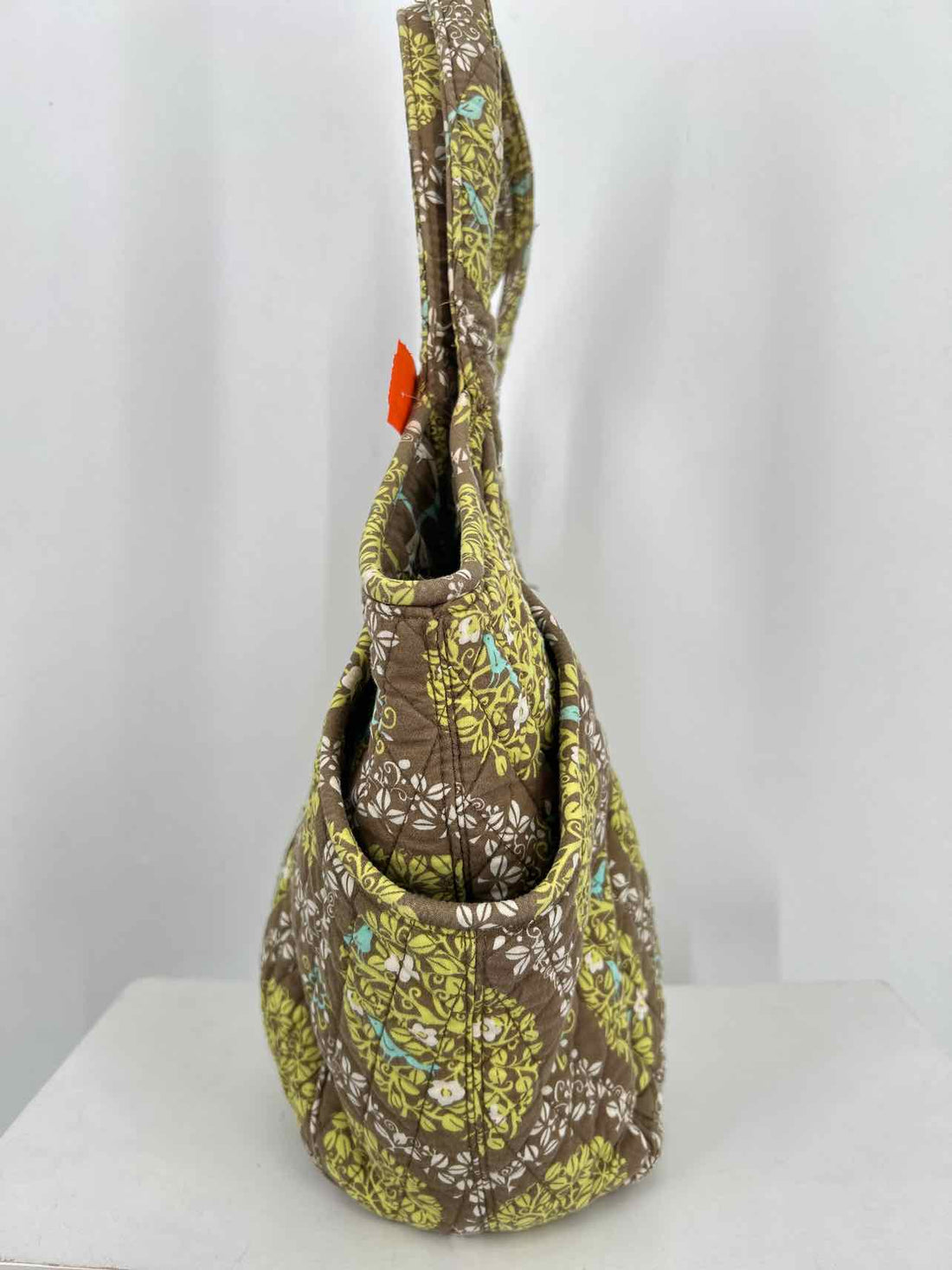 Vera Bradley Brown & Light Green Print Quilted Pre Owned Tote