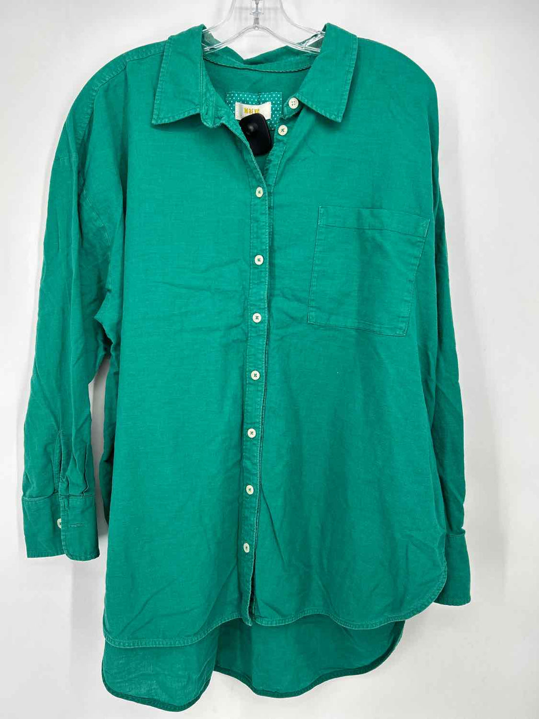 Maeve Size L Green Linen/Cotton Long Sleeve