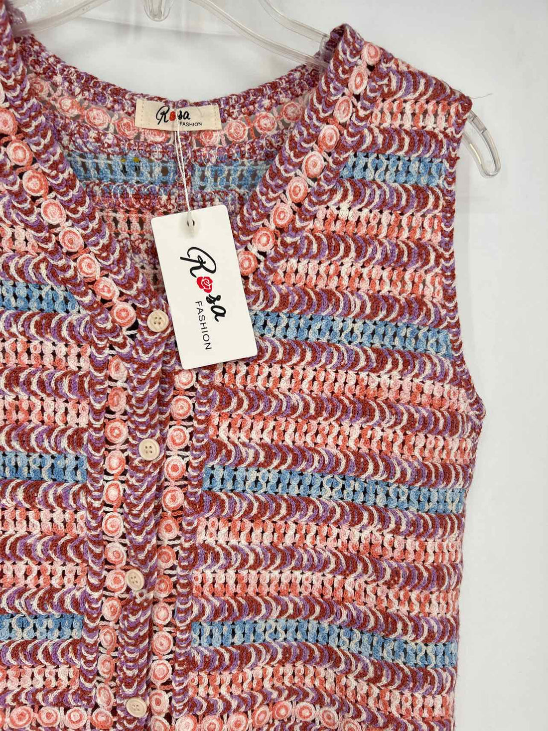 Rosa Fashion Size One Size Pink & Purple Crochet NWT Vest
