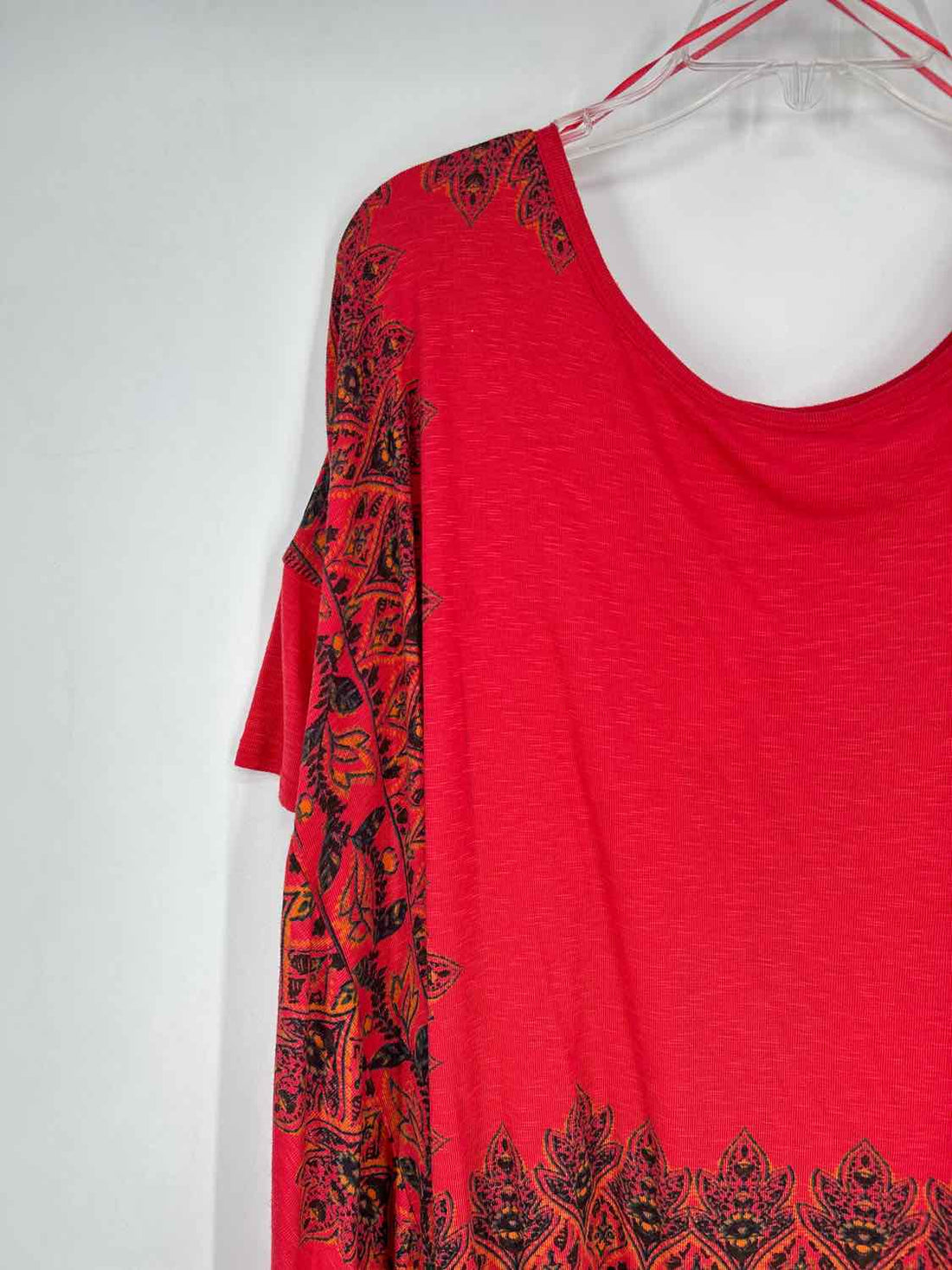 Free People Size XS Red Print Short Sleeve