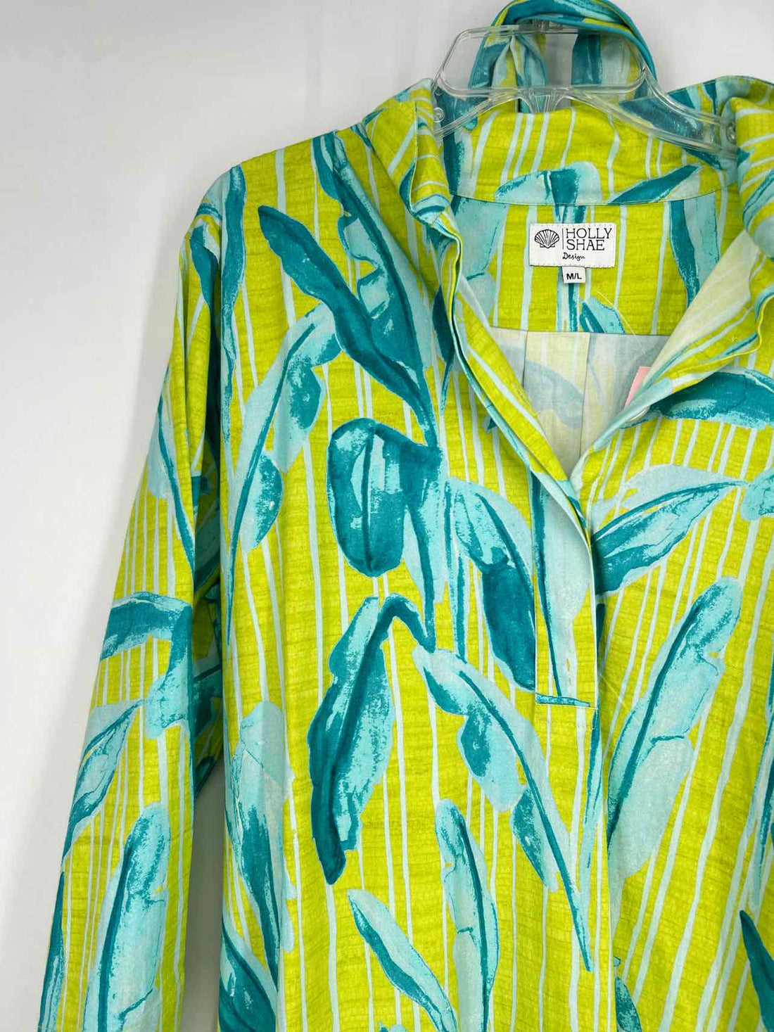 Holly Shae Size M/L Blue & Green Print Long Sleeve Dress