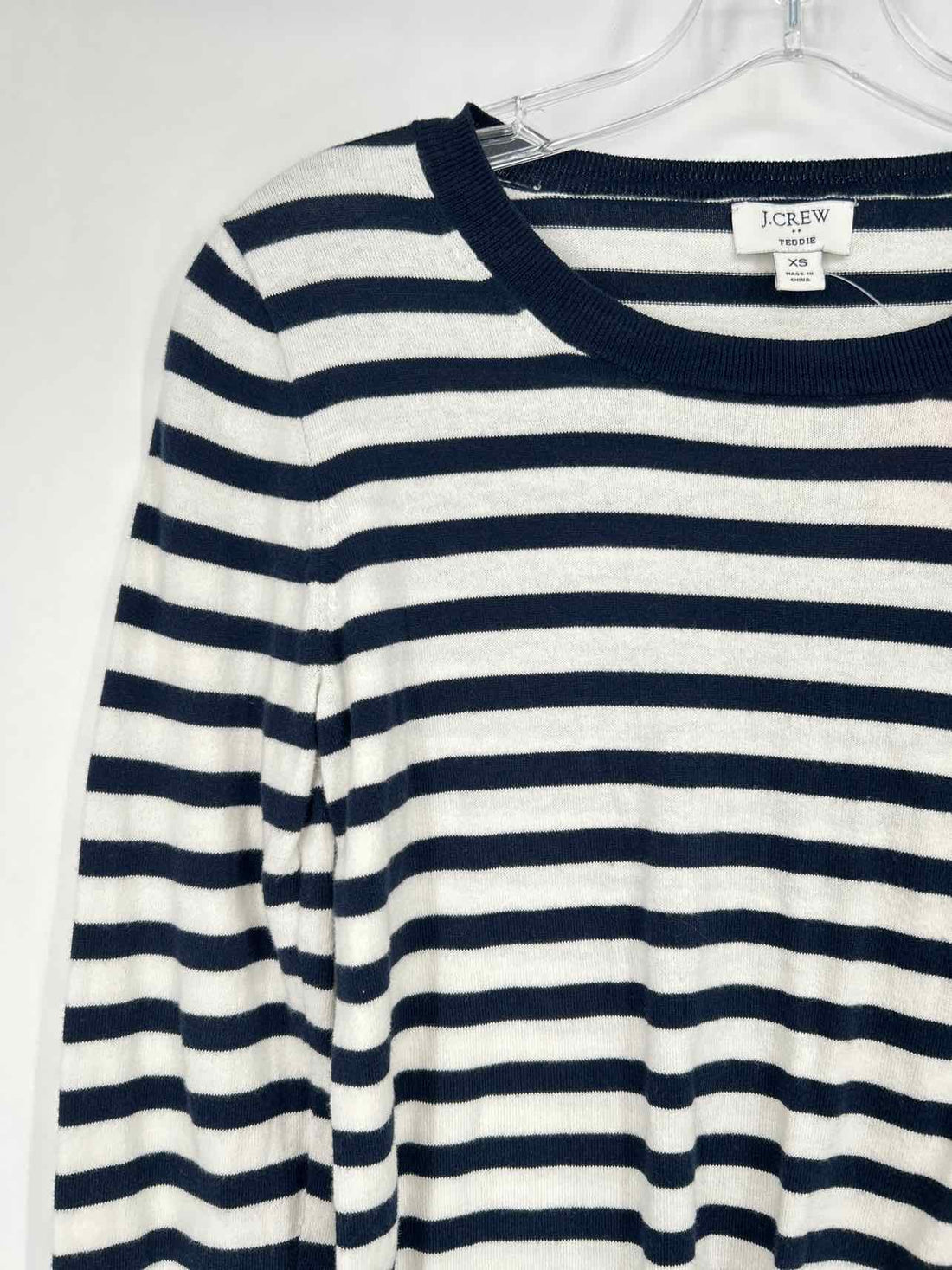 J Crew Size XS White & Navy Striped Long Sleeve
