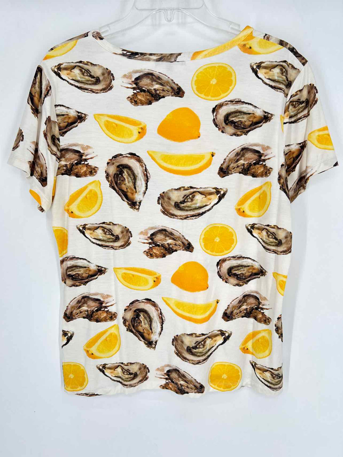 Katie Kime Size L White Print Short Sleeve