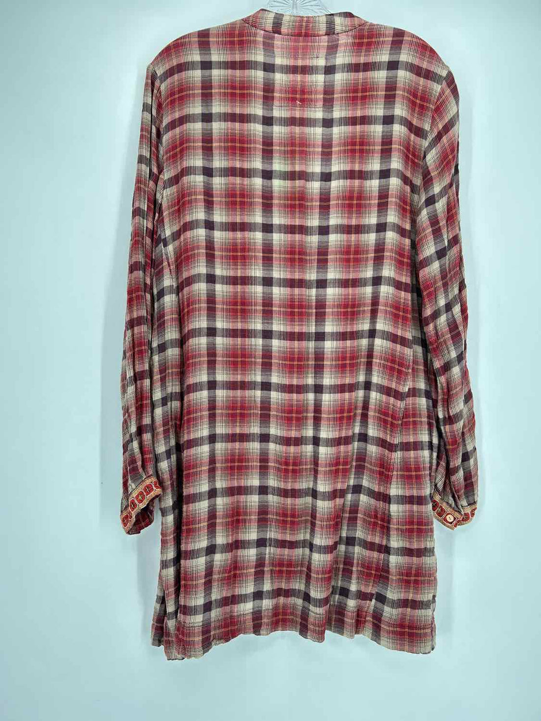 3J Workshop Johnny Was Size M Maroon Plaid Long Sleeve