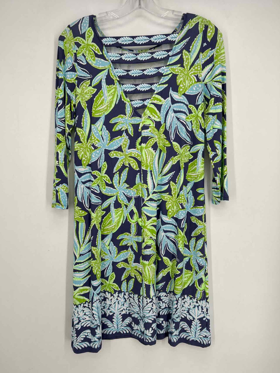 Lilly Pulitzer S Navy & Green Print Long Sleeve Lilly Pulitzer Dress