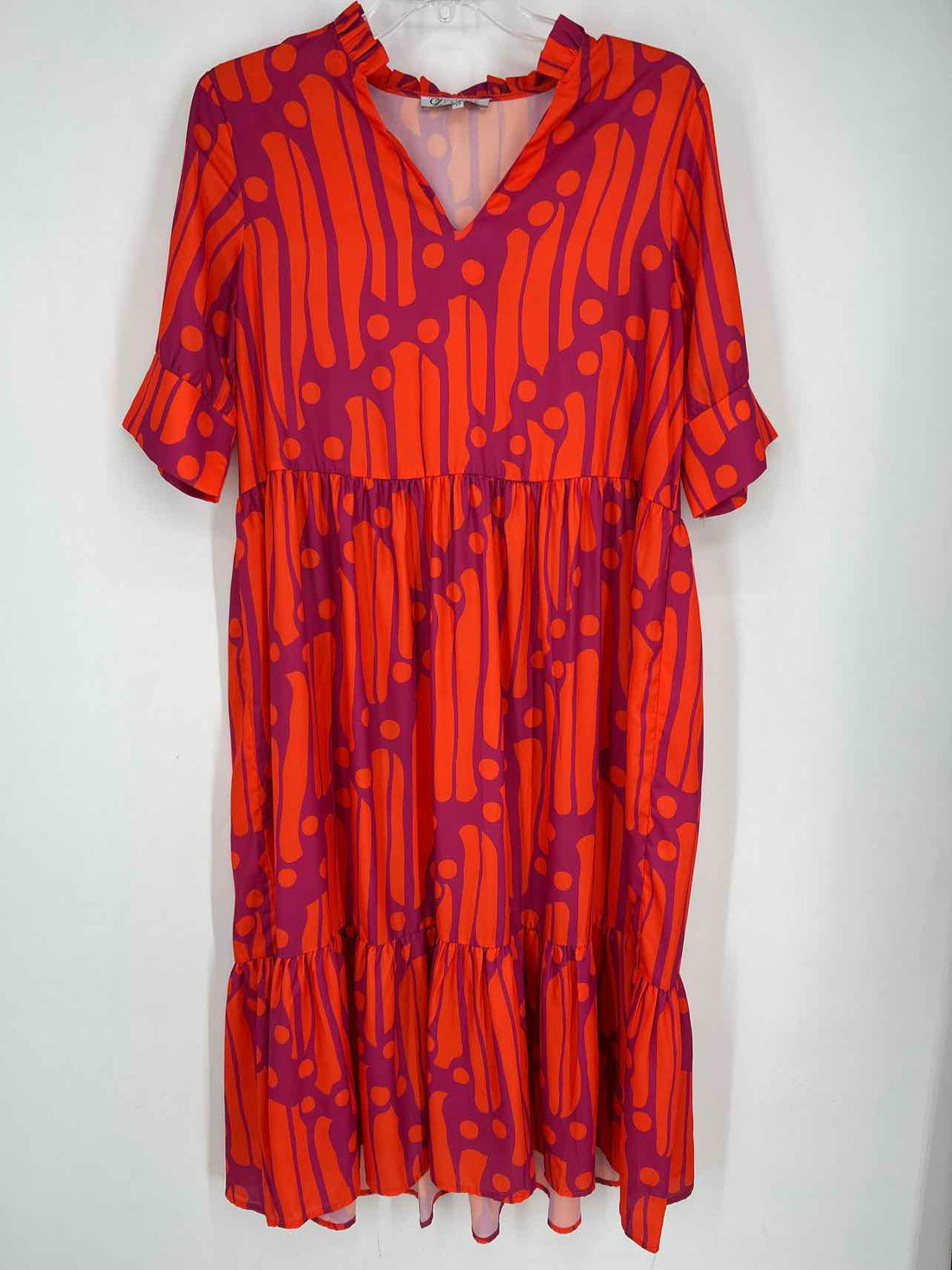 Collection by Cezele Size M Dark Orange & Purple Short Sleeve Dress