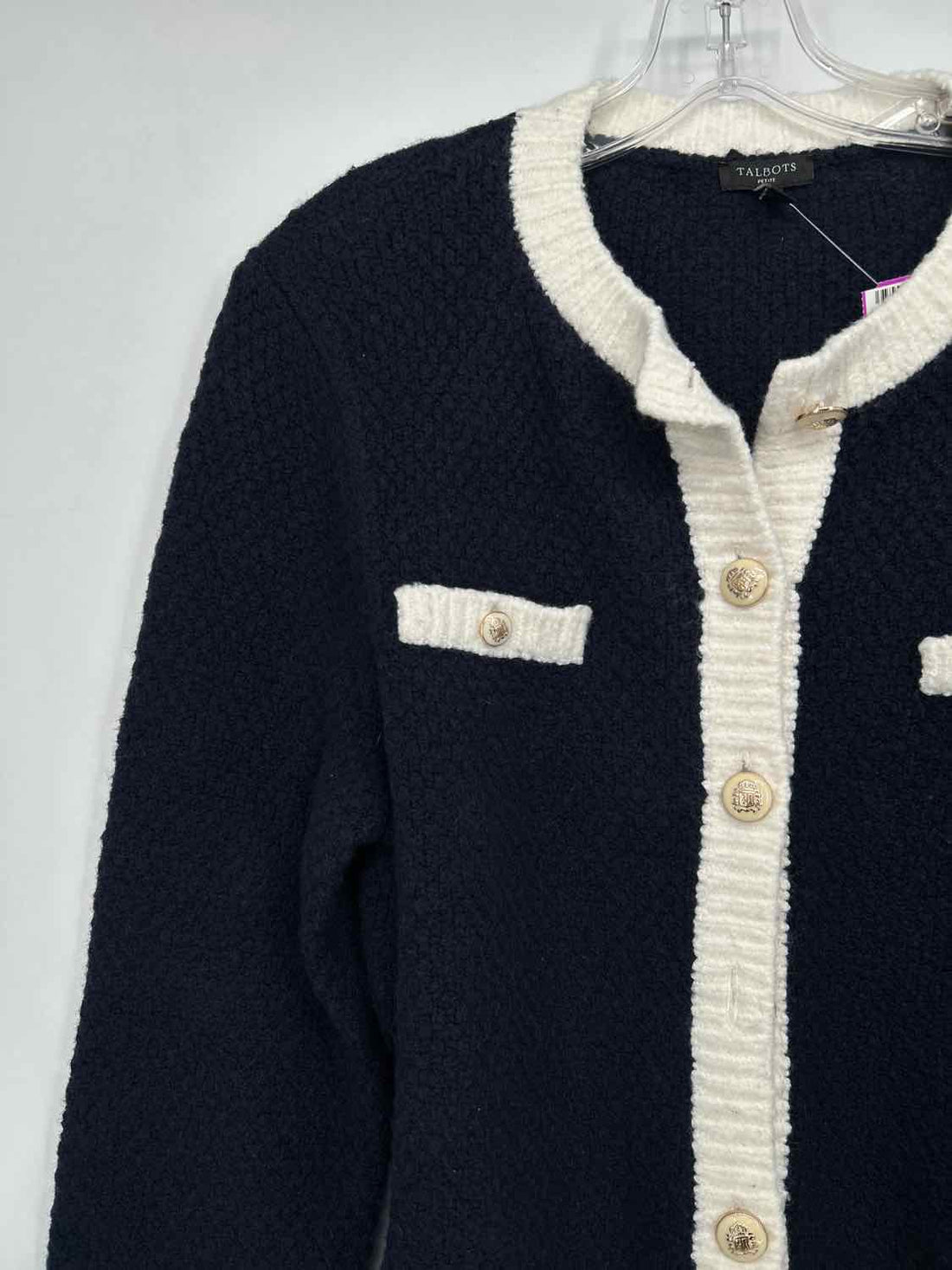 Talbots Size LP Navy Wool Blend Cardigan