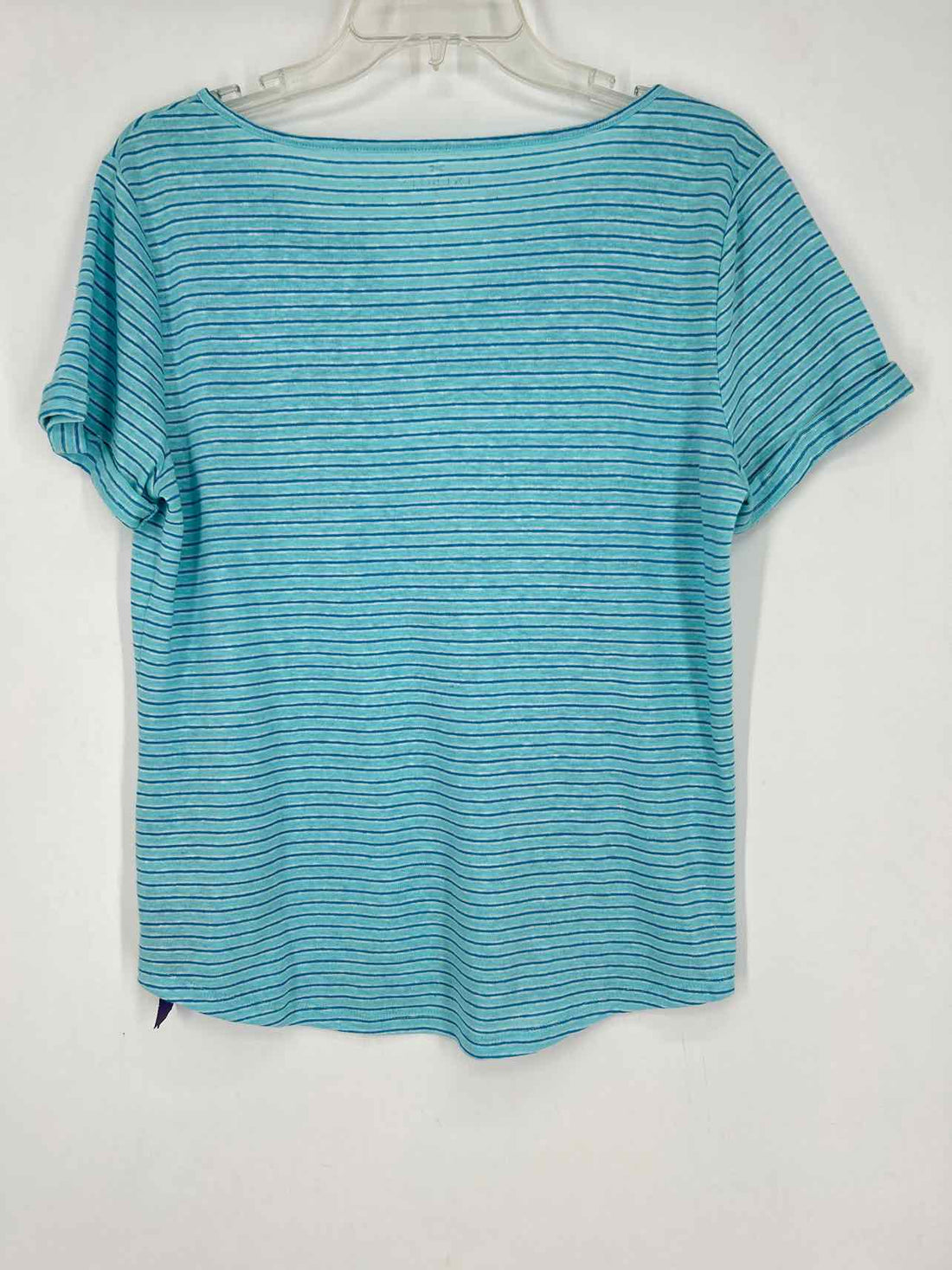 Talbots Size M Light Blue Stripe Short Sleeve