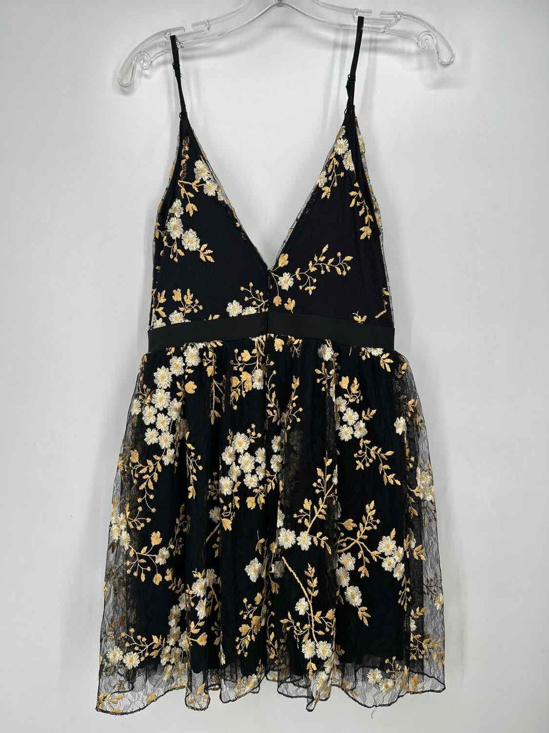 Express Size 4 Black & Gold Embroidered Sleeveless Dress