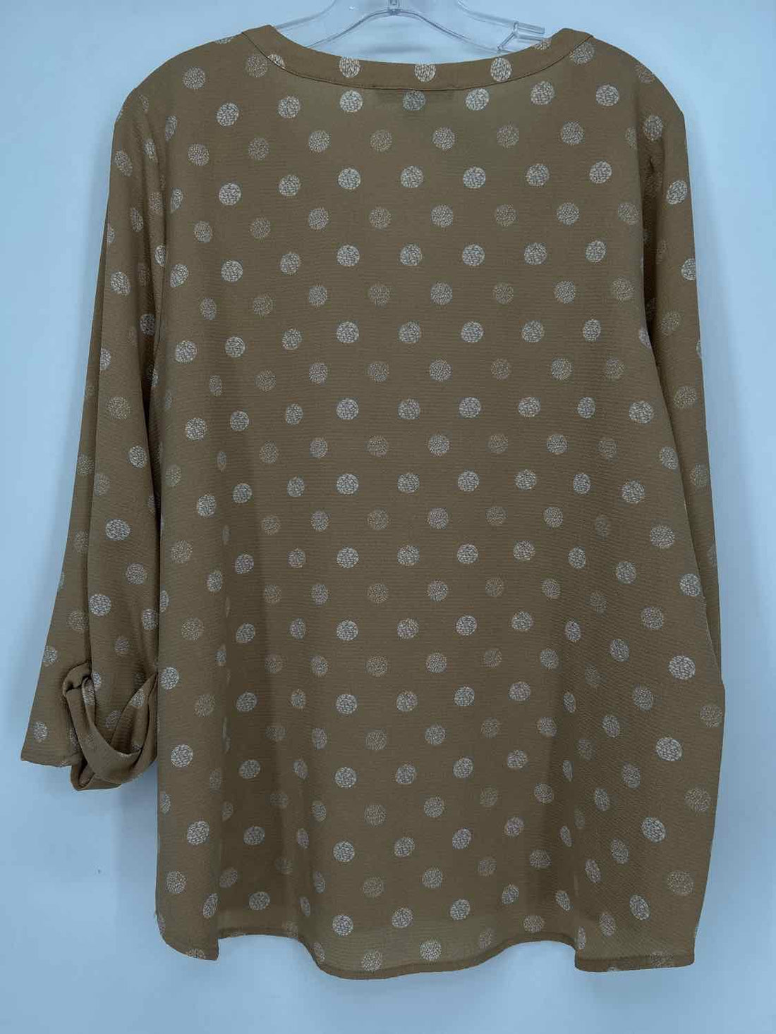 Preston & York Size L Taupe Polkadot Long Sleeve