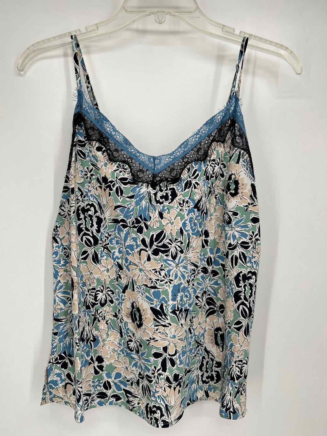 Veronica Beard Size 6 Black & Green Floral Tank Top
