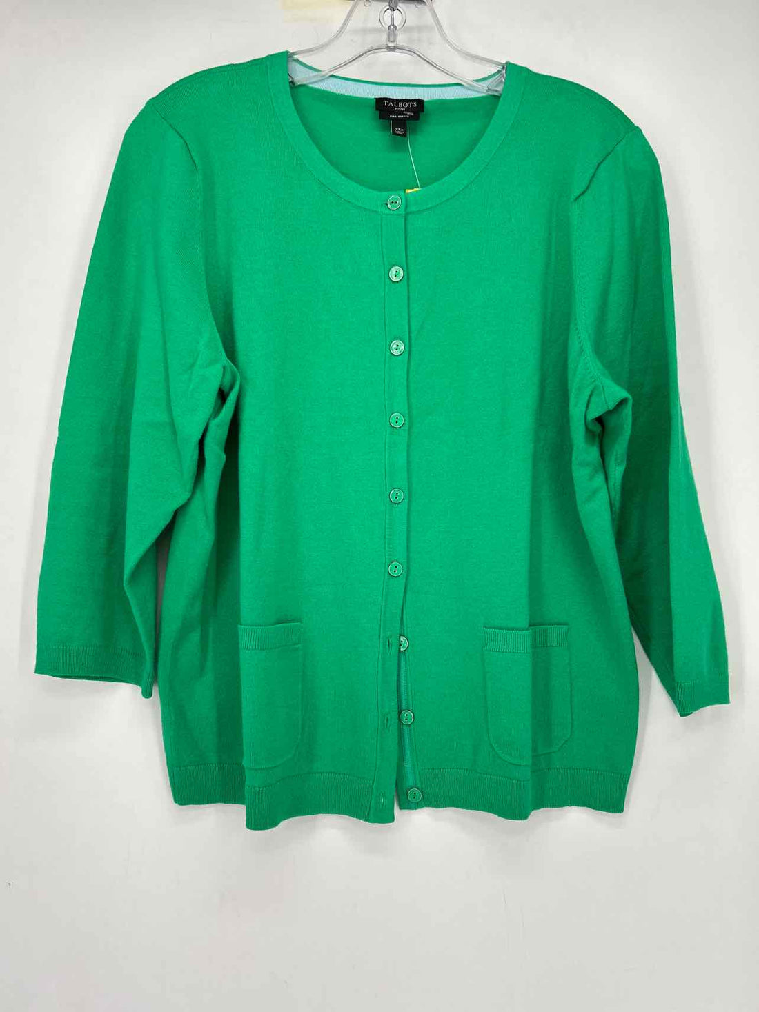 Talbots Size XLP Green Pima Cotton Cardigan