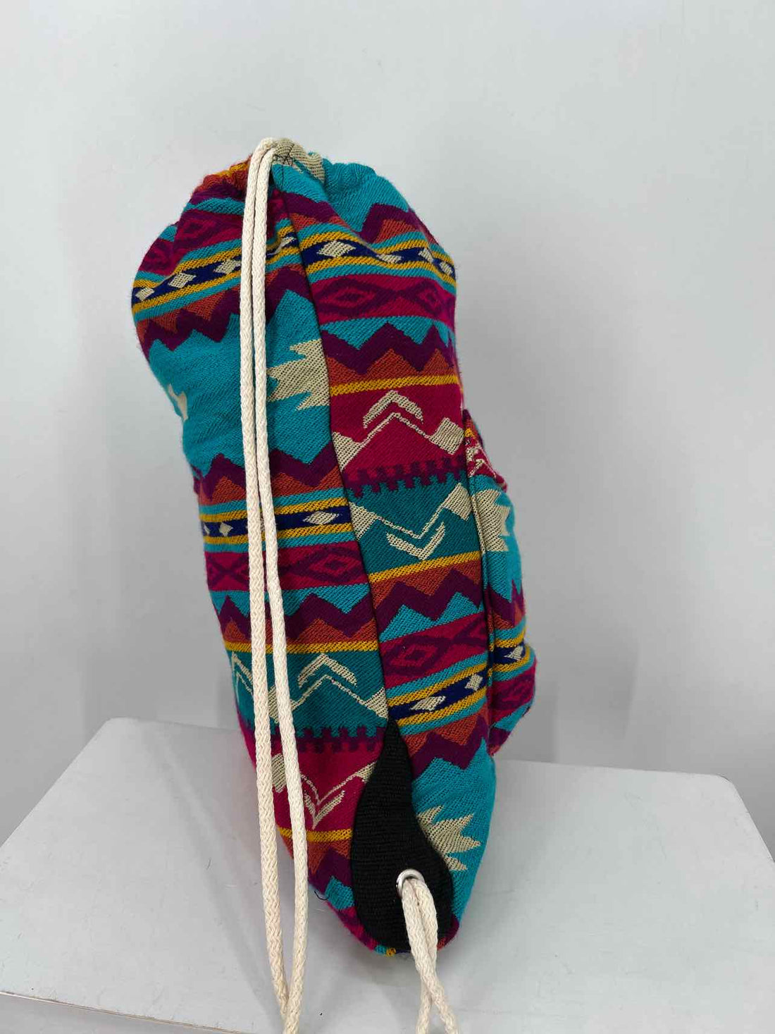 No Brand Name Teal & Purple Print Canvas Pre Owned Backpack