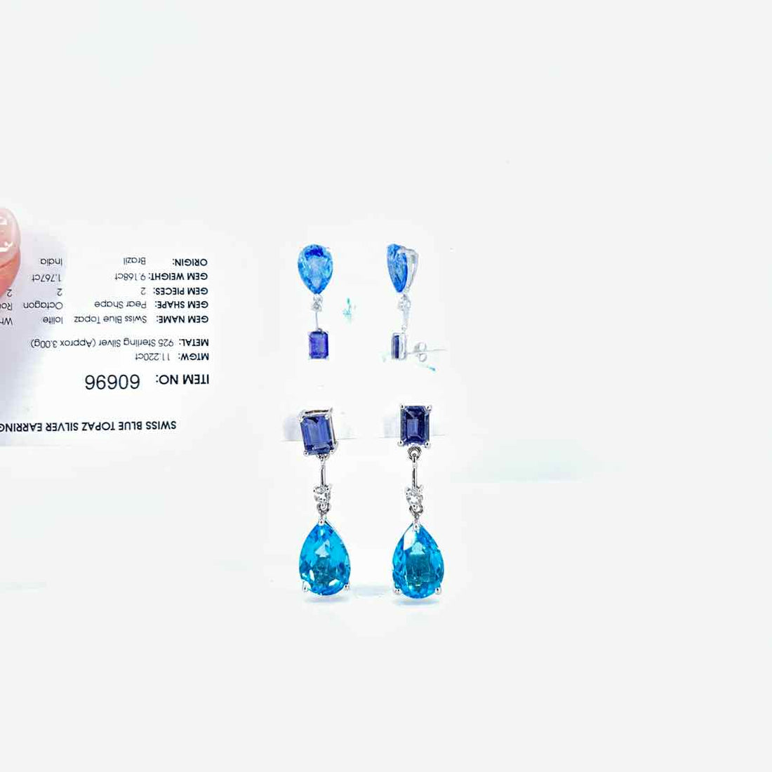 Gems TV 925 Blue Topaz Silver Earrings